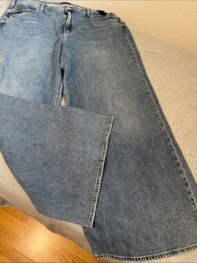 Silver Palazzo Wide Leg Jeans Womens 20W High Rise Blue